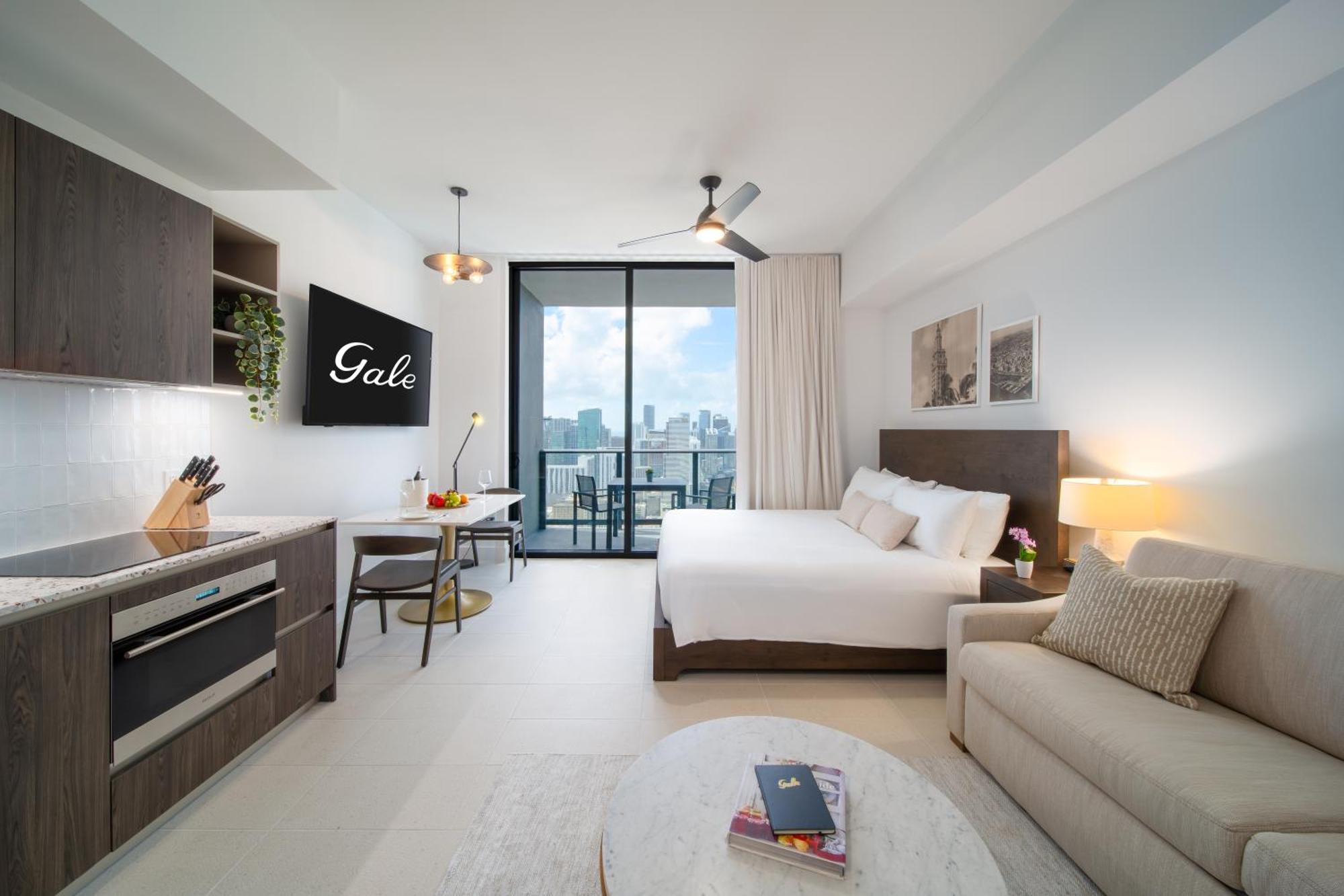 Estudio Skyline Residences con cocina y balcón
